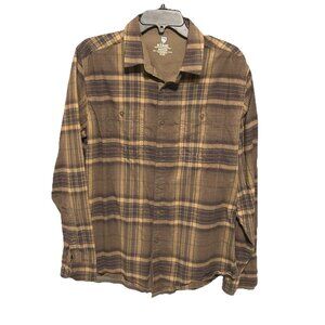 Kuhl Men's Medium Plaid Shirt Long Sleeve Gray and Brown Style 7202